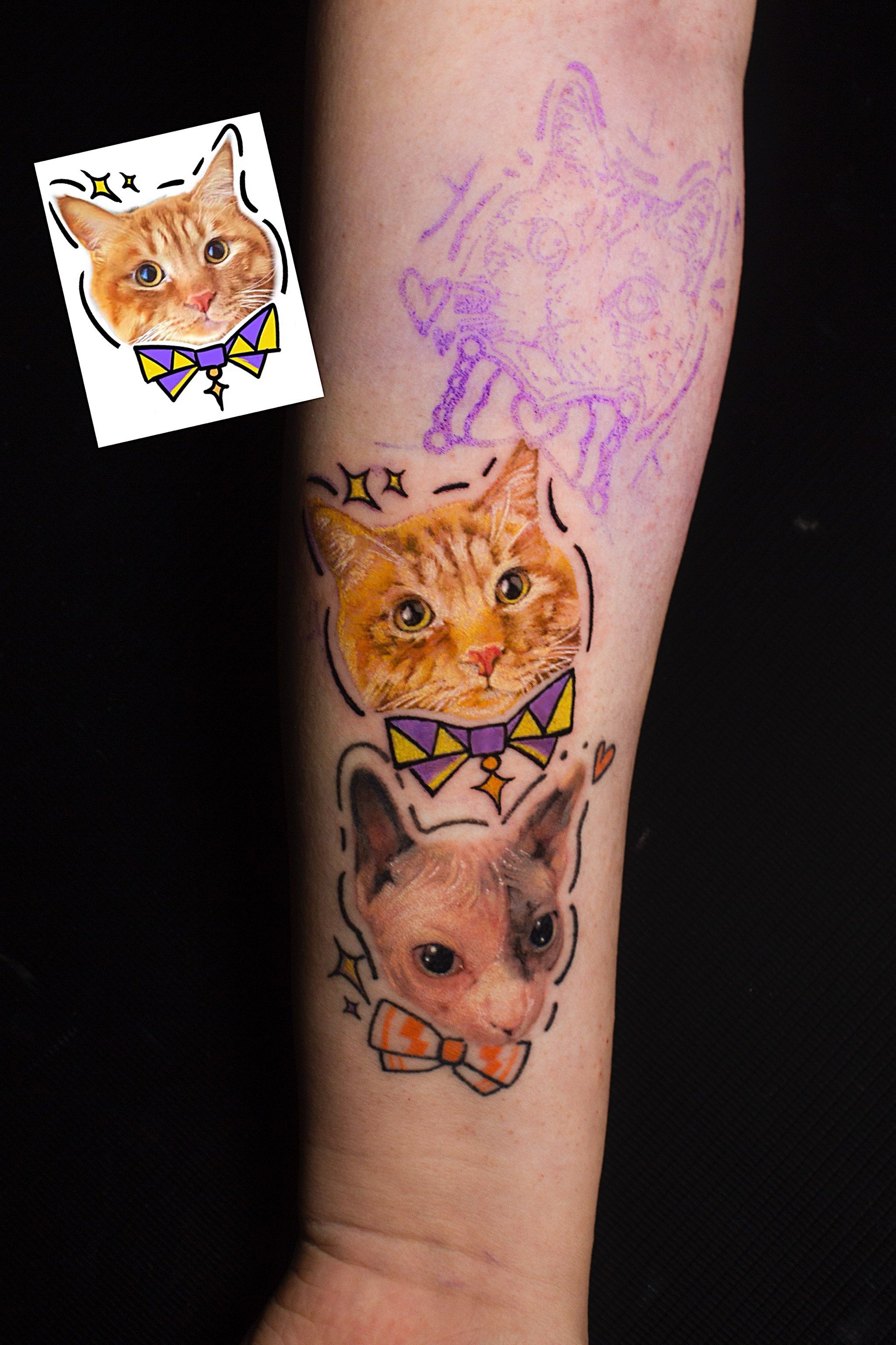 一天没有休息好疼痛加倍了～剩下的那只下回继续咯#猫咪宠物写实纹身