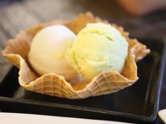 双球冰淇淋配华夫饼-莓园冰淇淋店