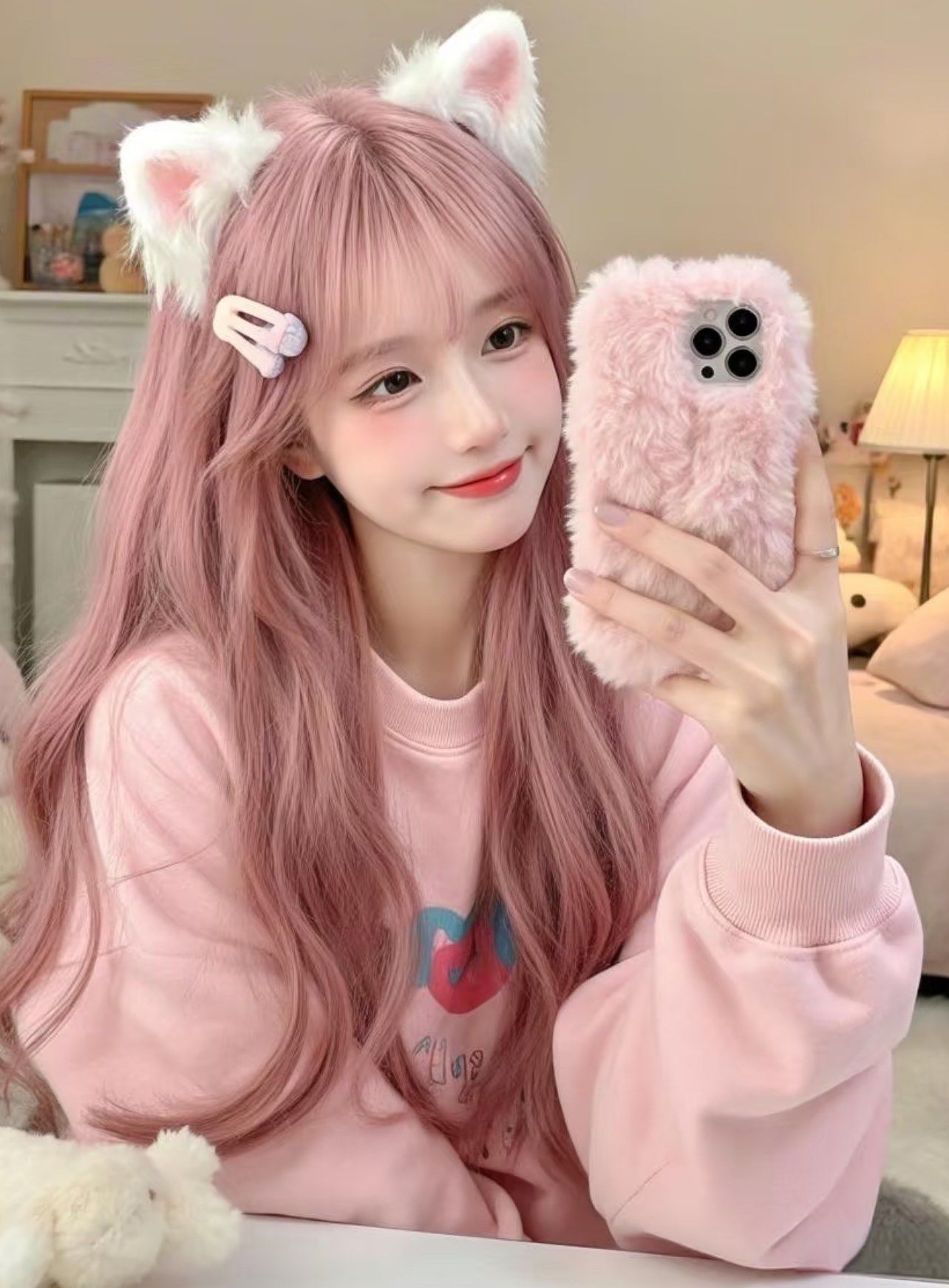 粉色发色,犹如春日里绽放的樱花,浪漫而梦