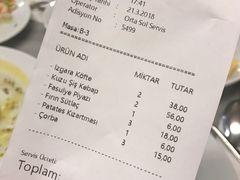 账单-Tarihi Sultanahmet Köftecisi Selim Usta