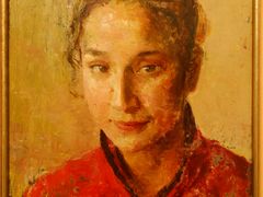 来源·油画《红衣少女》-上海油画雕塑院