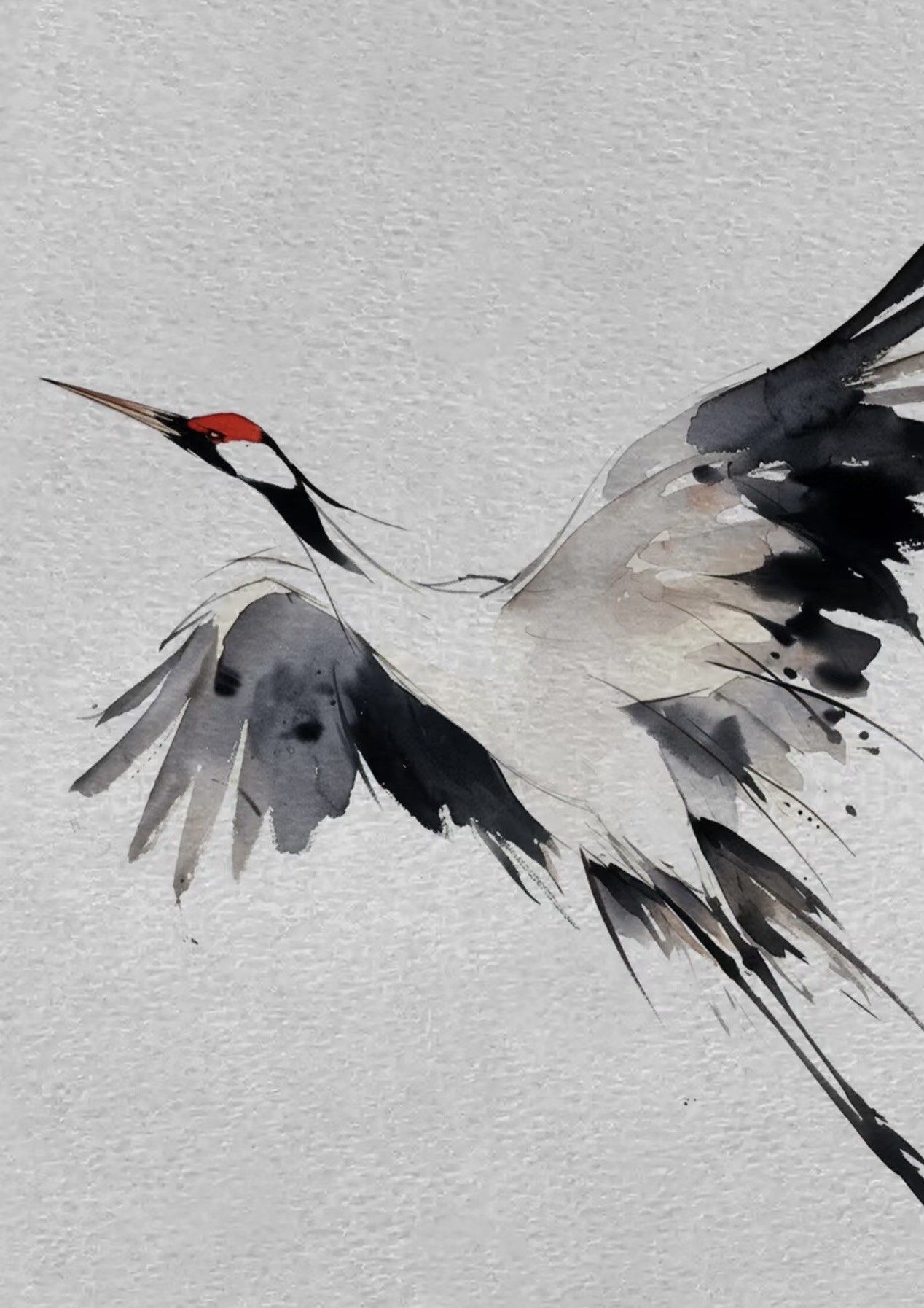 飘逸灵动的水彩仙鹤,看的出来是ai吗?