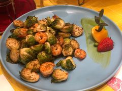孢子甘蓝煎虾仁-甜阿姨·天台花园私房菜(万松园店)