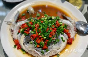 Signature Double Pepper Steamed Fish Head · One Fish, Two Flavors