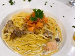 蟹肉熏三文鱼奶油意面-布鲁豪斯亲子欢乐家庭餐厅