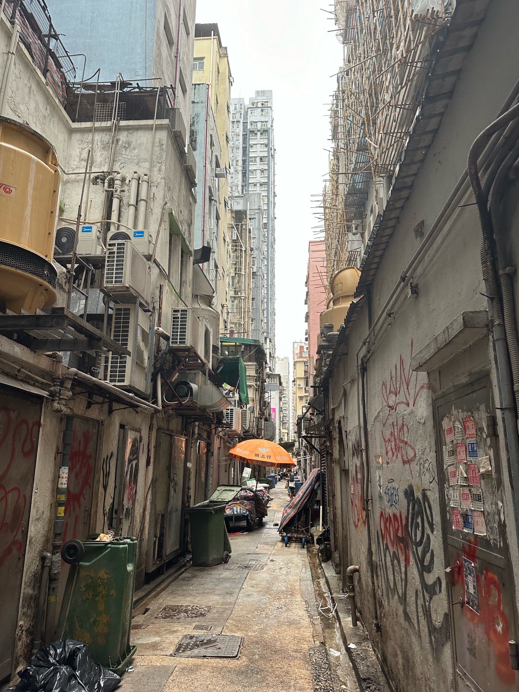 杂乱街道一览无遗香港的古老感觉