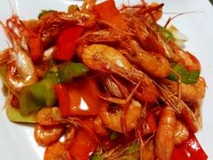 葱爆河虾-万佛湖许老大铁锅鱼(黑金冠店)