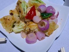 青虾胶煎酿菜花-弘雅饭店