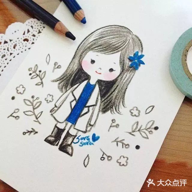 小清新彩铅人物画，每一张都超萌哒！