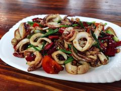 沙姜炒鱿鱼-岱晓海港海鲜粥