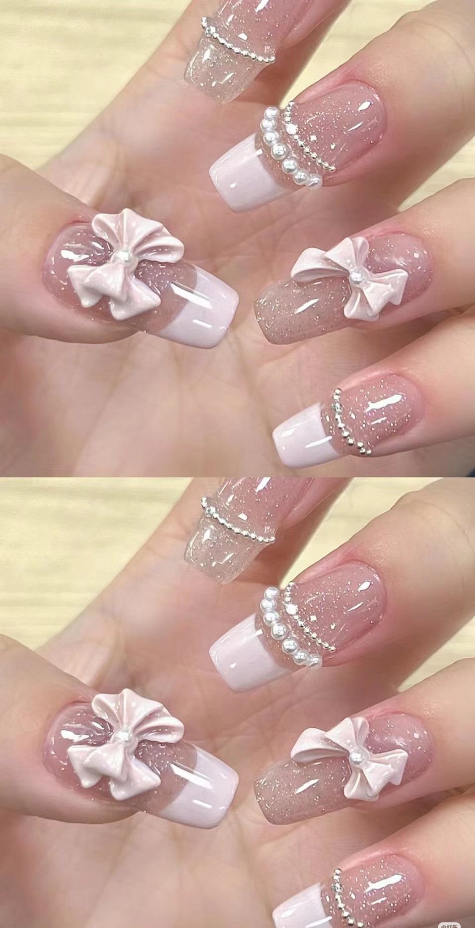 今日份美甲分享,粉粉嫩嫩