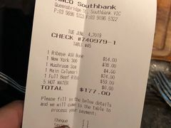账单-The Meat & Wine Co Southbank(南岸店)