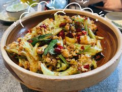 干煸有机菜花-华盛园卷子王农家菜水库鱼