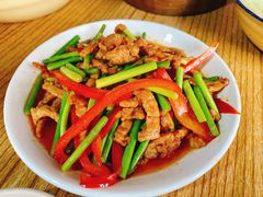 蒜苔肉丝-人和水上飘(第一家店)