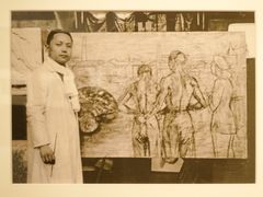 照片《张充仁创作油画〈满目疮痍〉》-上海油画雕塑院