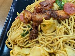 叉烧干捞扁实面-明叔捞面