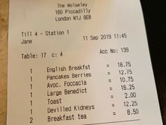 账单-The Wolseley