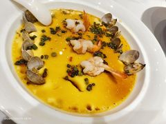 鲜虾贝壳蒸水蛋-巴特餐饮6加1音乐餐吧·新疆菜