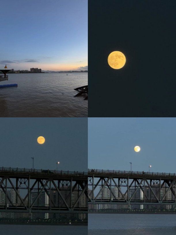 桥上看月亮,最美的瞬间