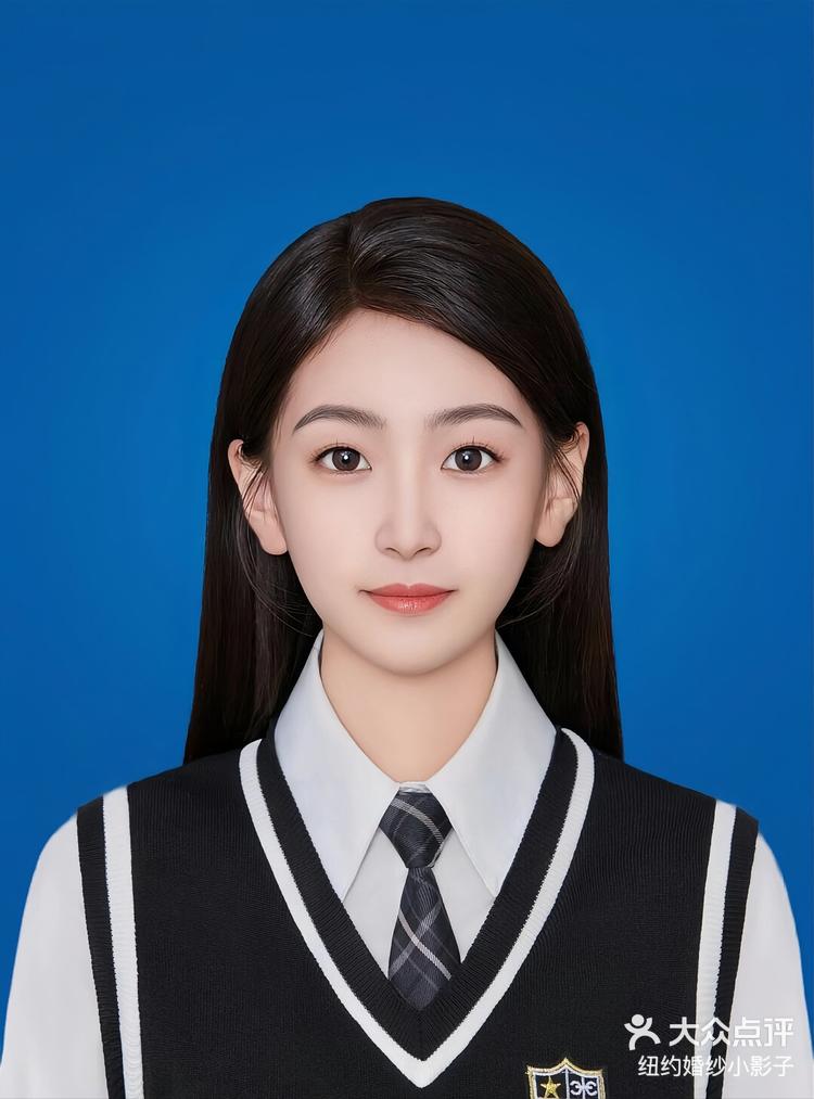 超美入学照红白蓝底证件照
