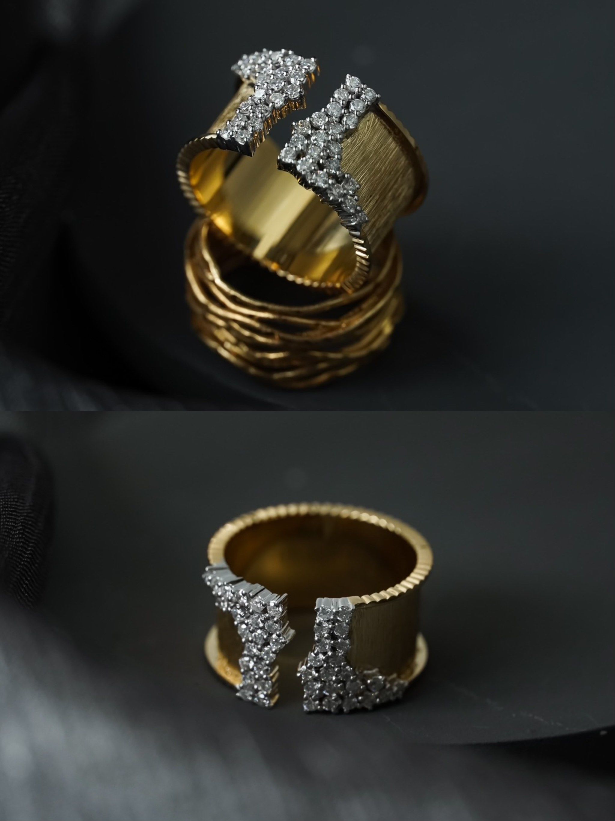 拉丝满天星戒指