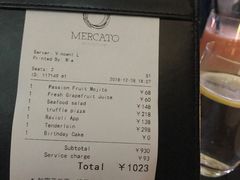 账单-Mercato莫卡多露台餐厅与酒吧(K11店)