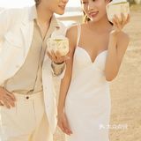 暖色系水景黄昏婚纱照