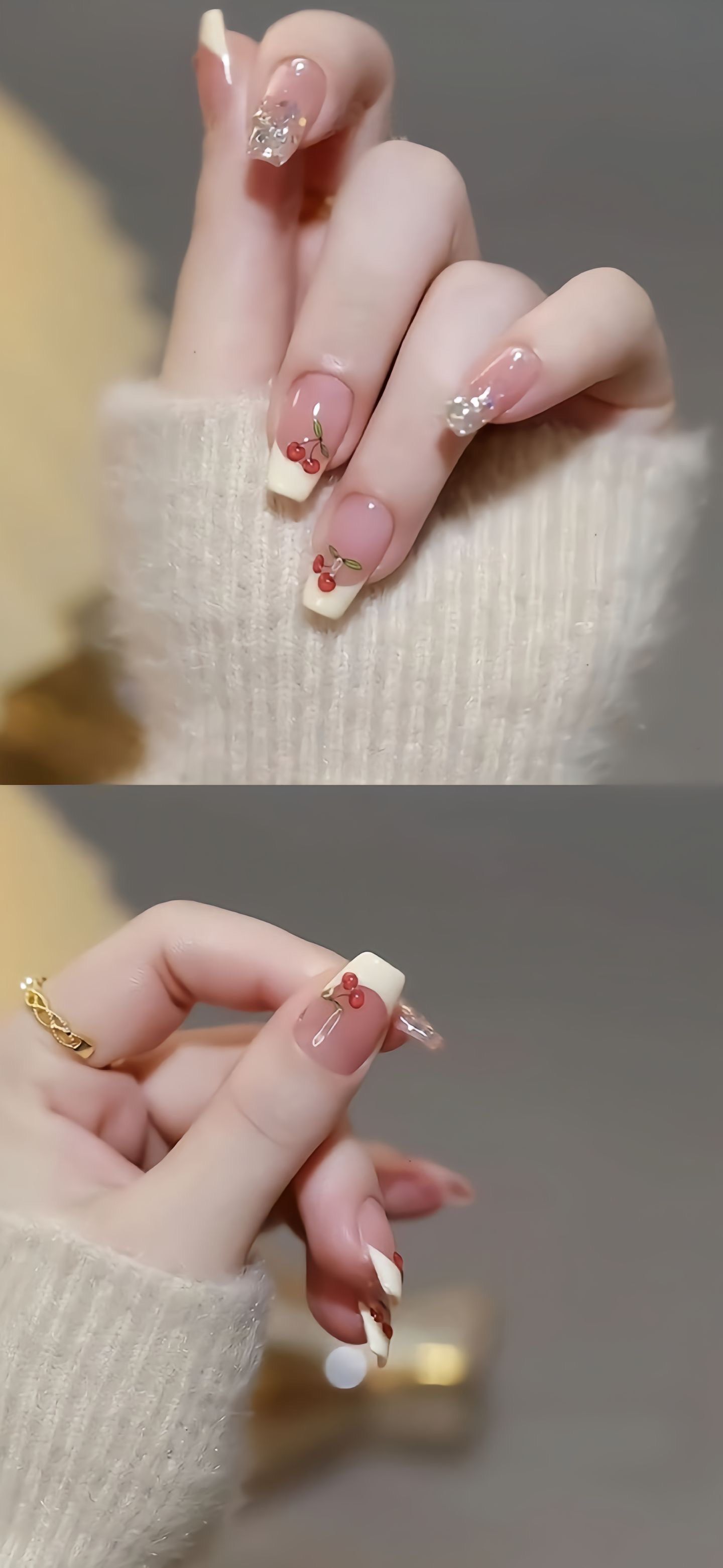 元气法式奶油樱桃美甲.#图文伙伴计划 元气奶油法式樱桃美甲!