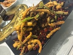 干煸鱿鱼须-大眼锅贴水饺(河东店)