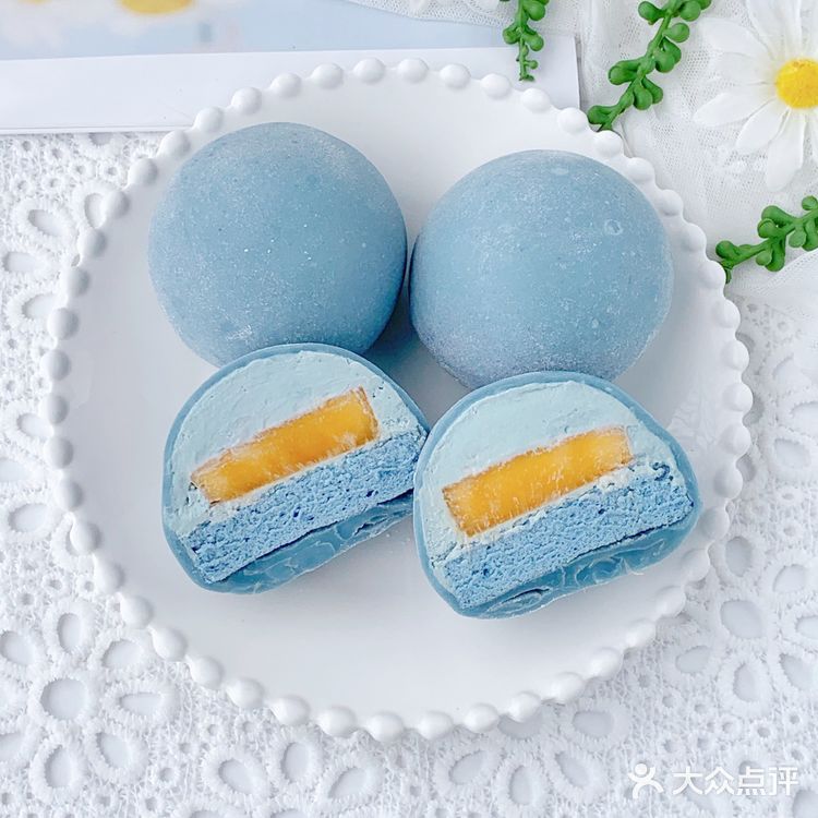 🌈网红甜品🍮迷雾蓝冰皮月亮蛋糕,超好吃