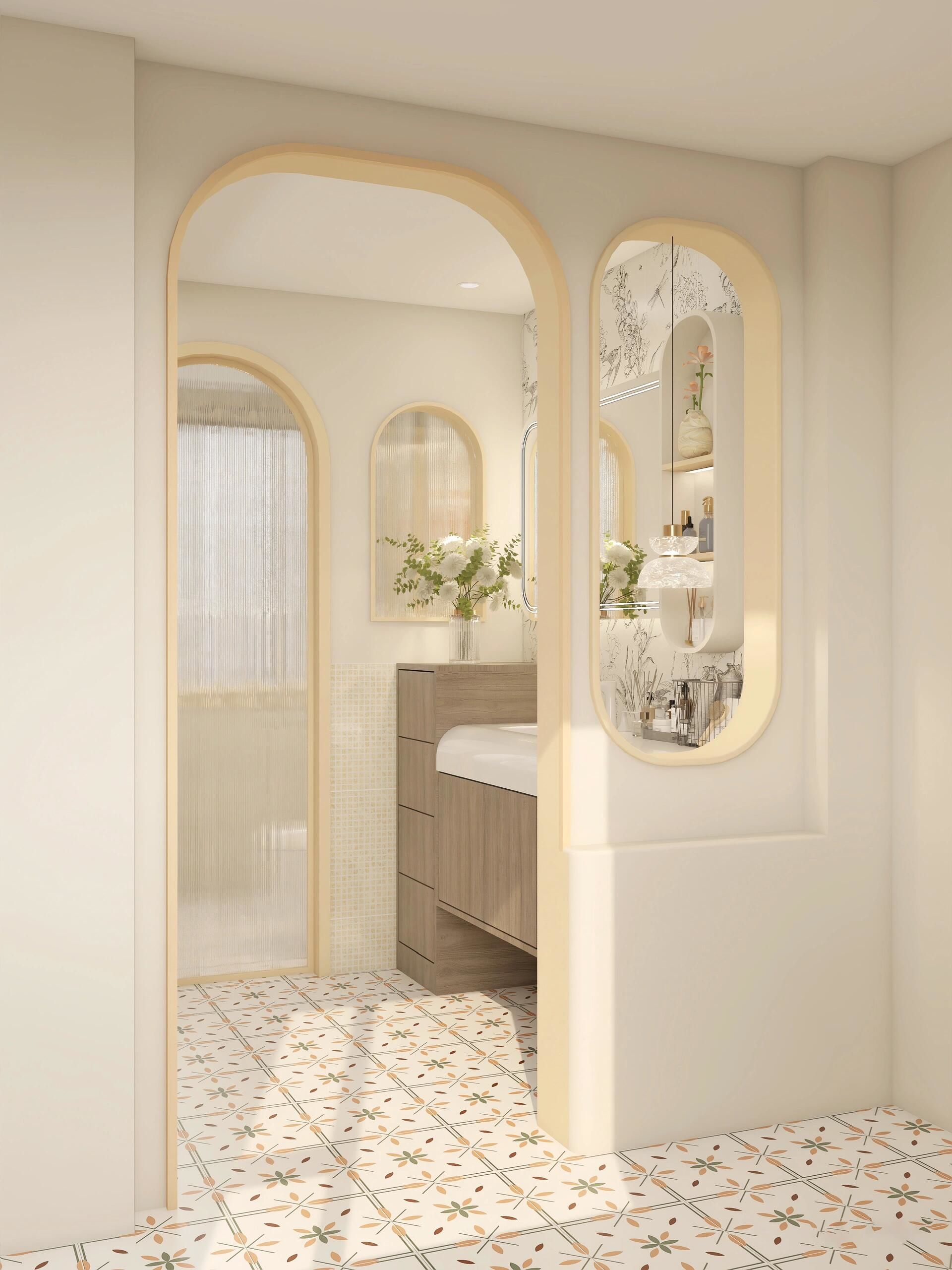 奶油黄卫生间好温柔