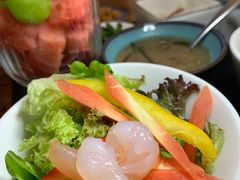 鲜虾芝麻酱伴鲜蔬-善养山房