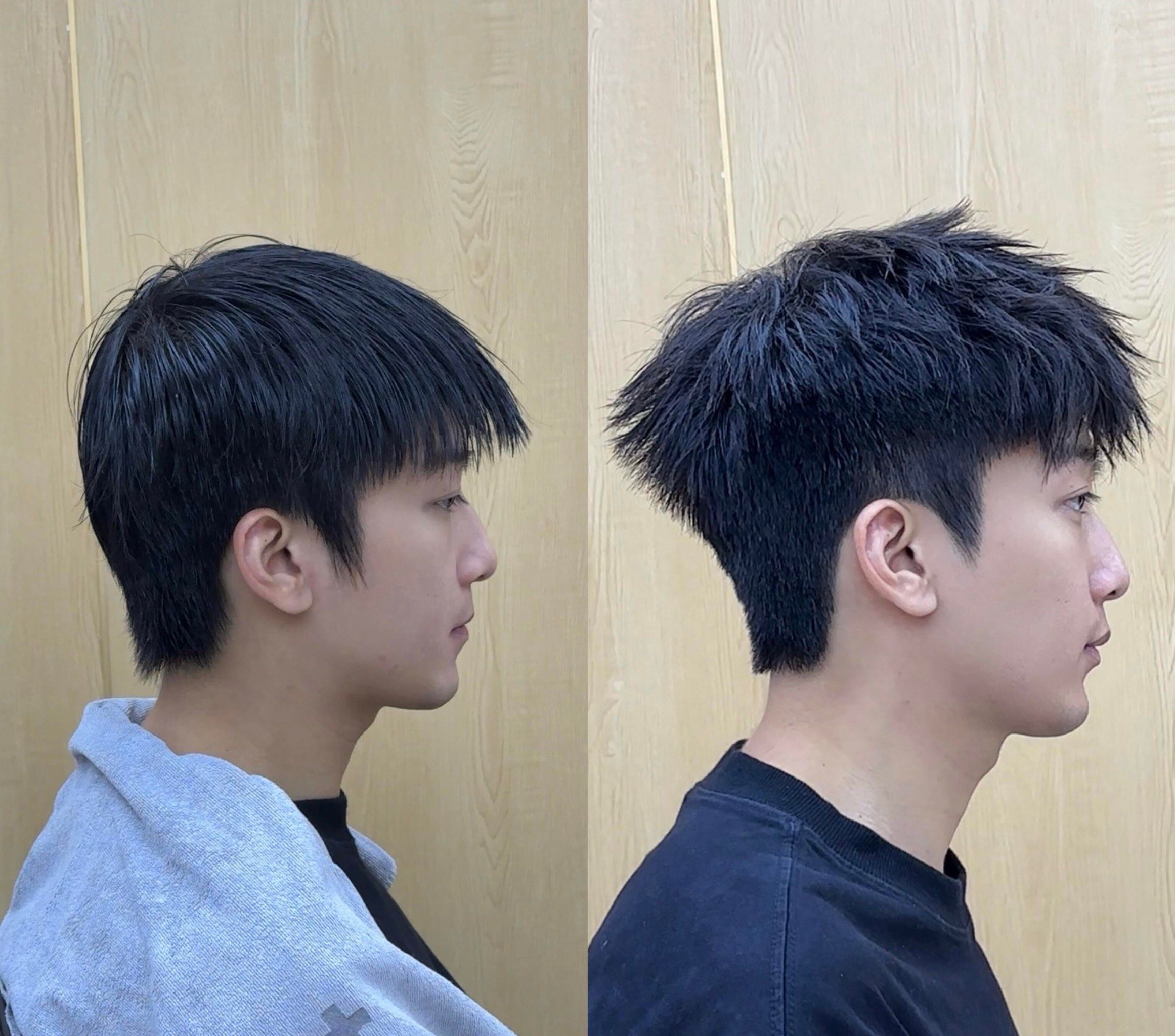 并打造出向前刺出的效果,而两侧和后脑勺的头发则修剪得相对较短,形成