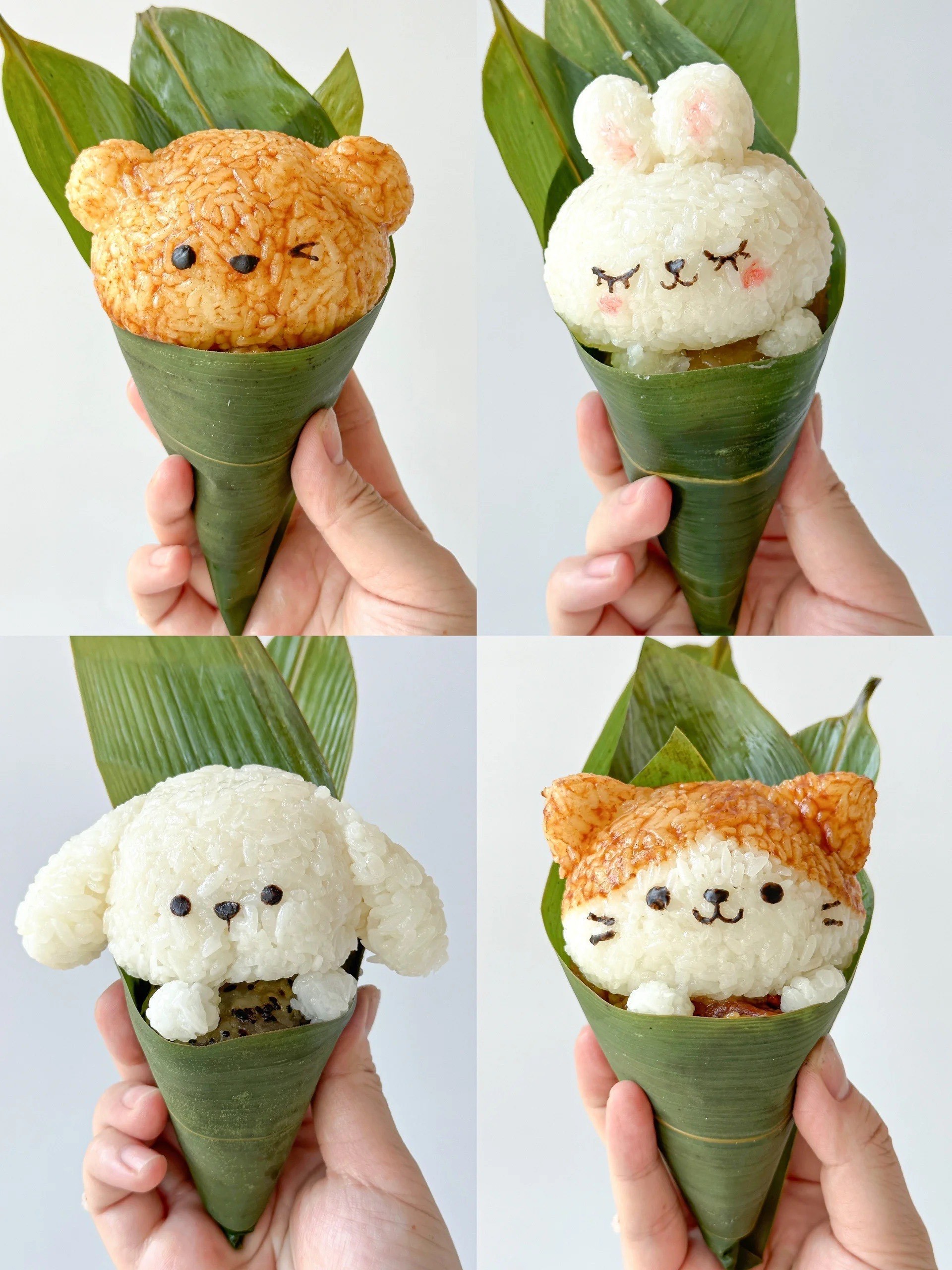 5种口味5种造型的卡通粽i附教程