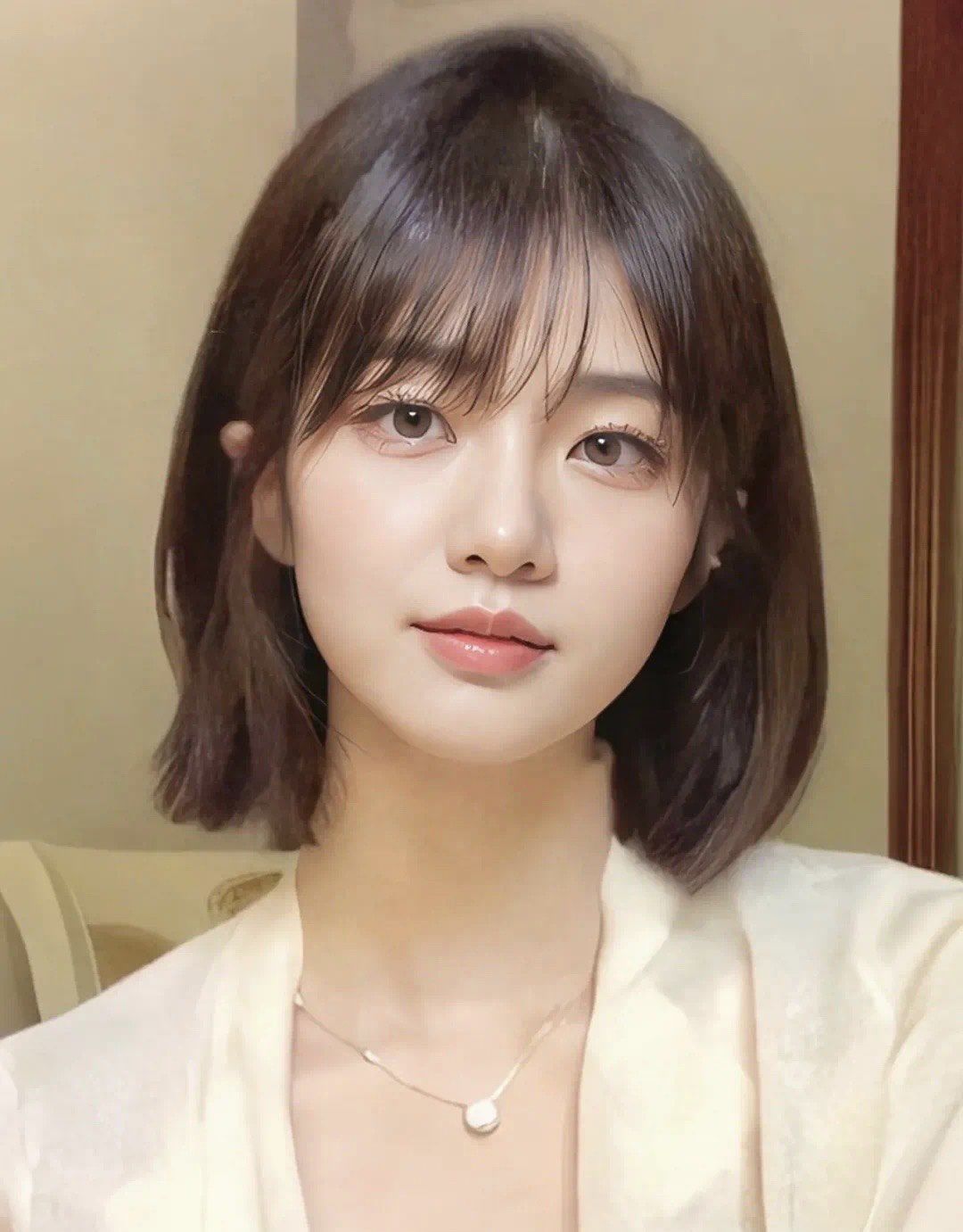 t空气刘海中短发:前面的刘海轻薄,能够修饰脸型和遮挡高额头,让你