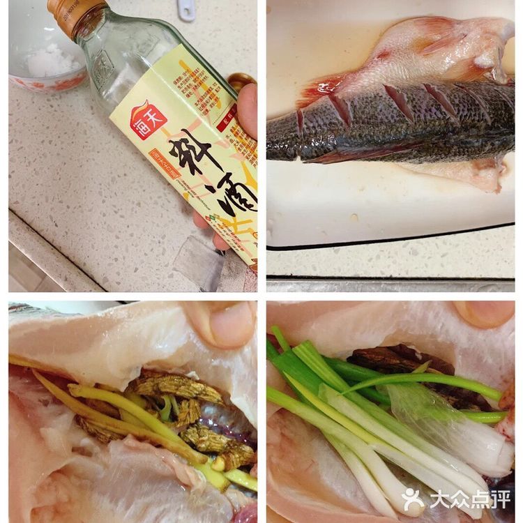 清蒸鲈鱼 食材： 鲈鱼 葱姜蒜 生抽 蚝油 糖