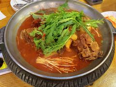 土豆排骨火锅（辣）-喇喇排骨火锅·传统韩式脊骨汤(望京西园总店)