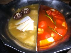 双拼花胶锅和番茄牛膝骨锅-湊湊火锅·茶憩(上海合生汇店)