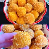 ️零失败️外酥里糯，一口就爆浆的奶香南瓜球️