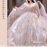 信阳婚纱礼服丨媛范十足的一字肩梦幻奢华款婚纱 