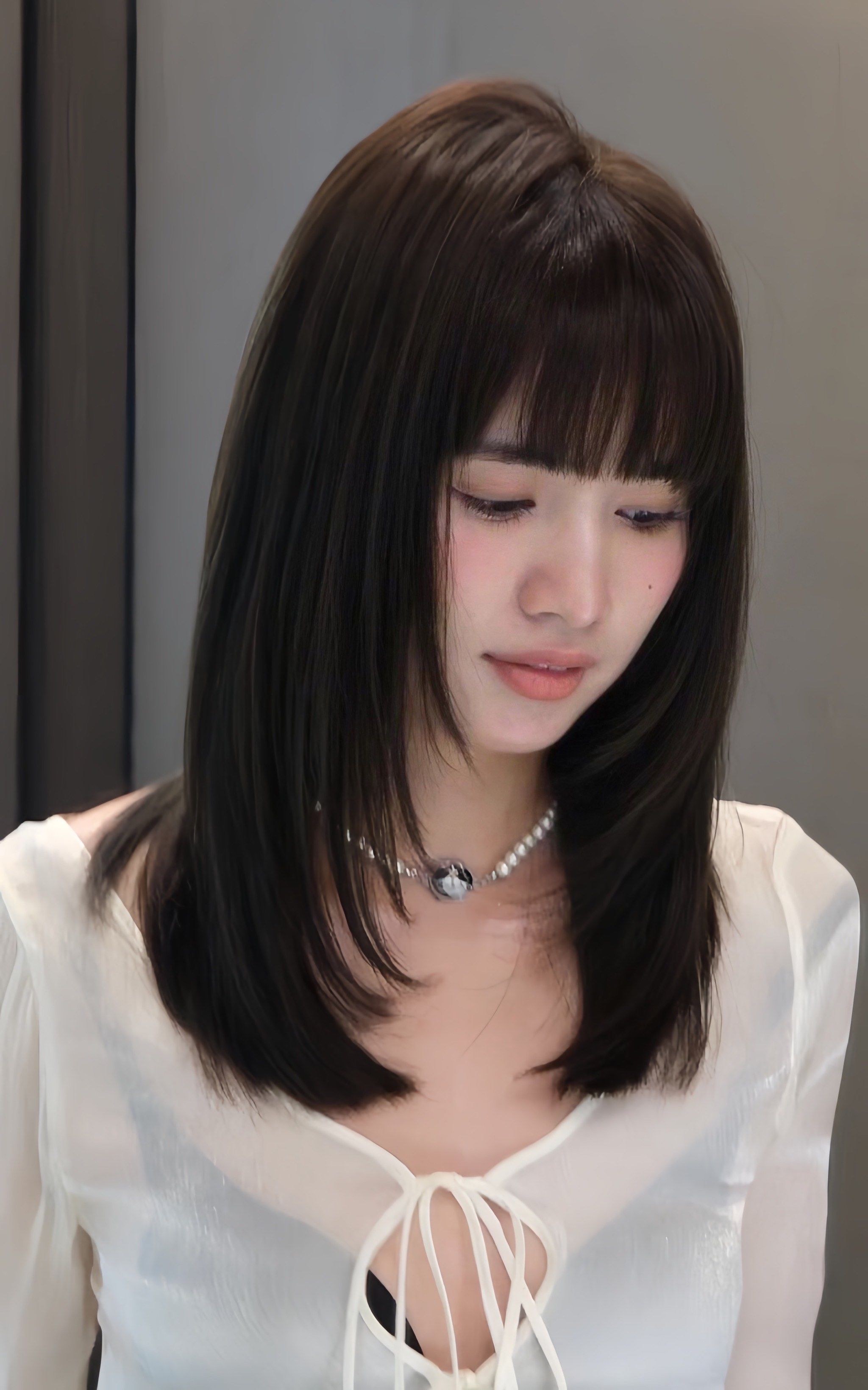 可爱齐刘海 锁骨发