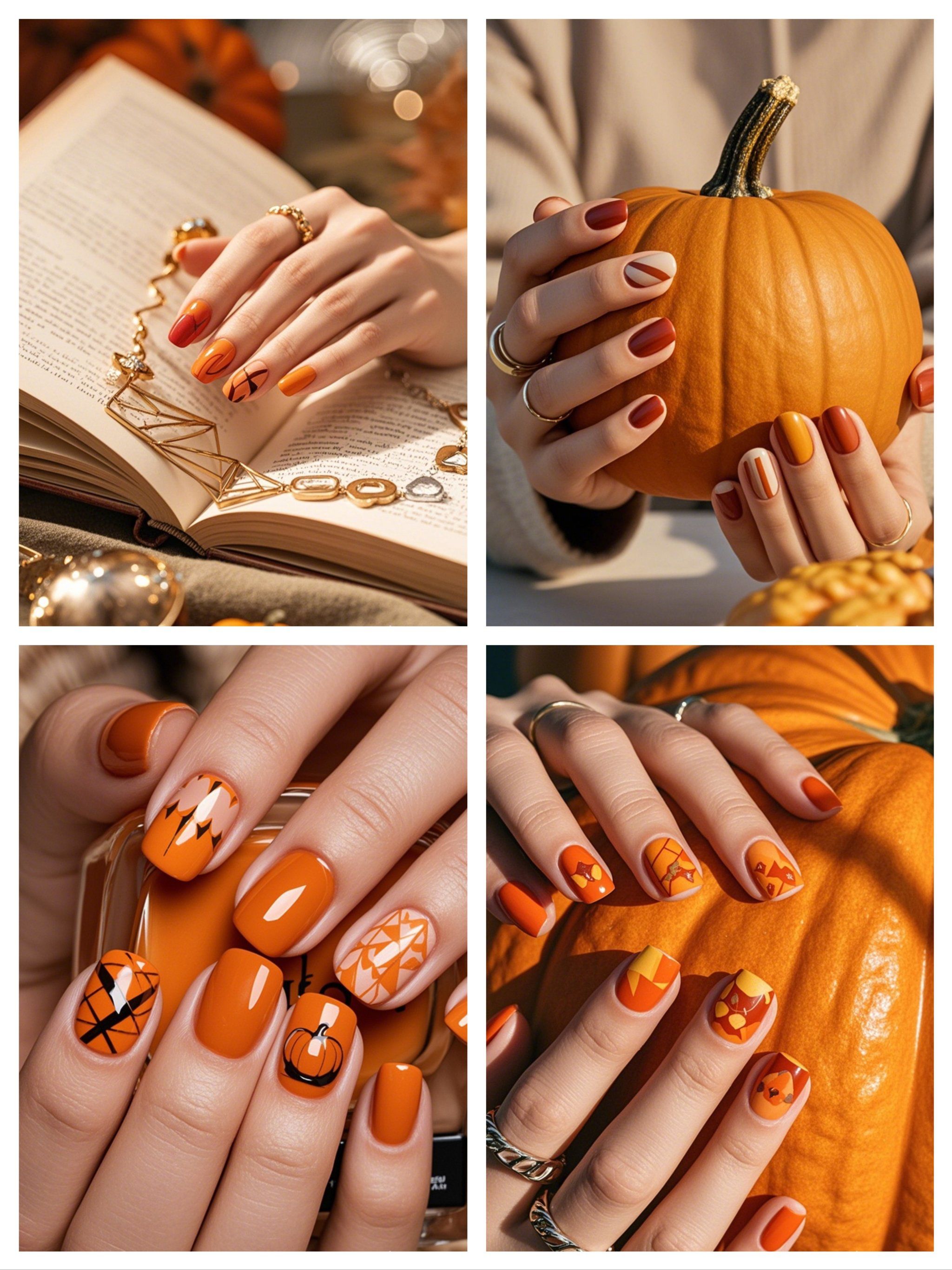 秋日必备,南瓜色纯色美甲,简约风也能美到犯规