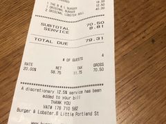 账单-Burger & Lobster(Dean Street)