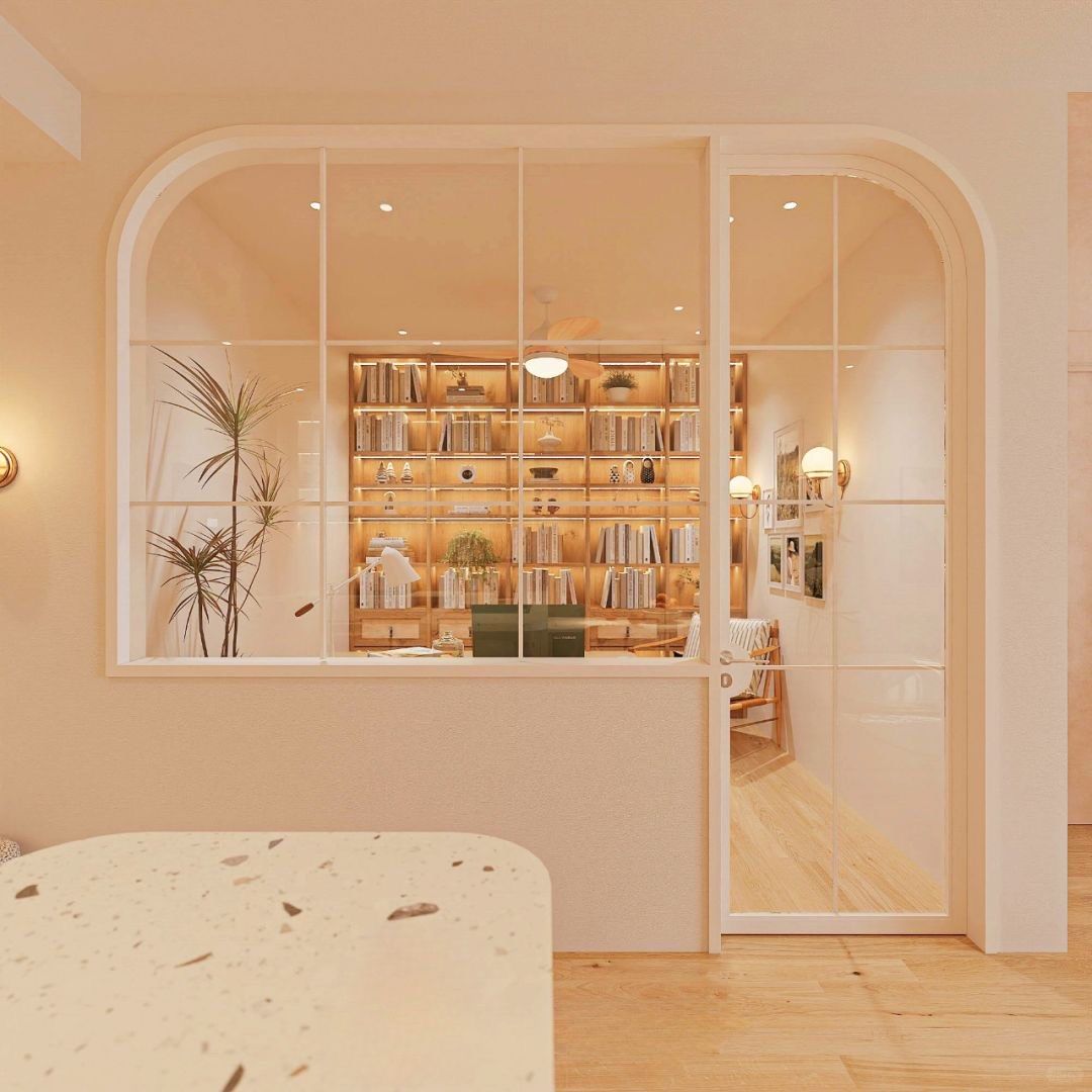 半墙玻璃隔断,打造静谧阅读小天地!
