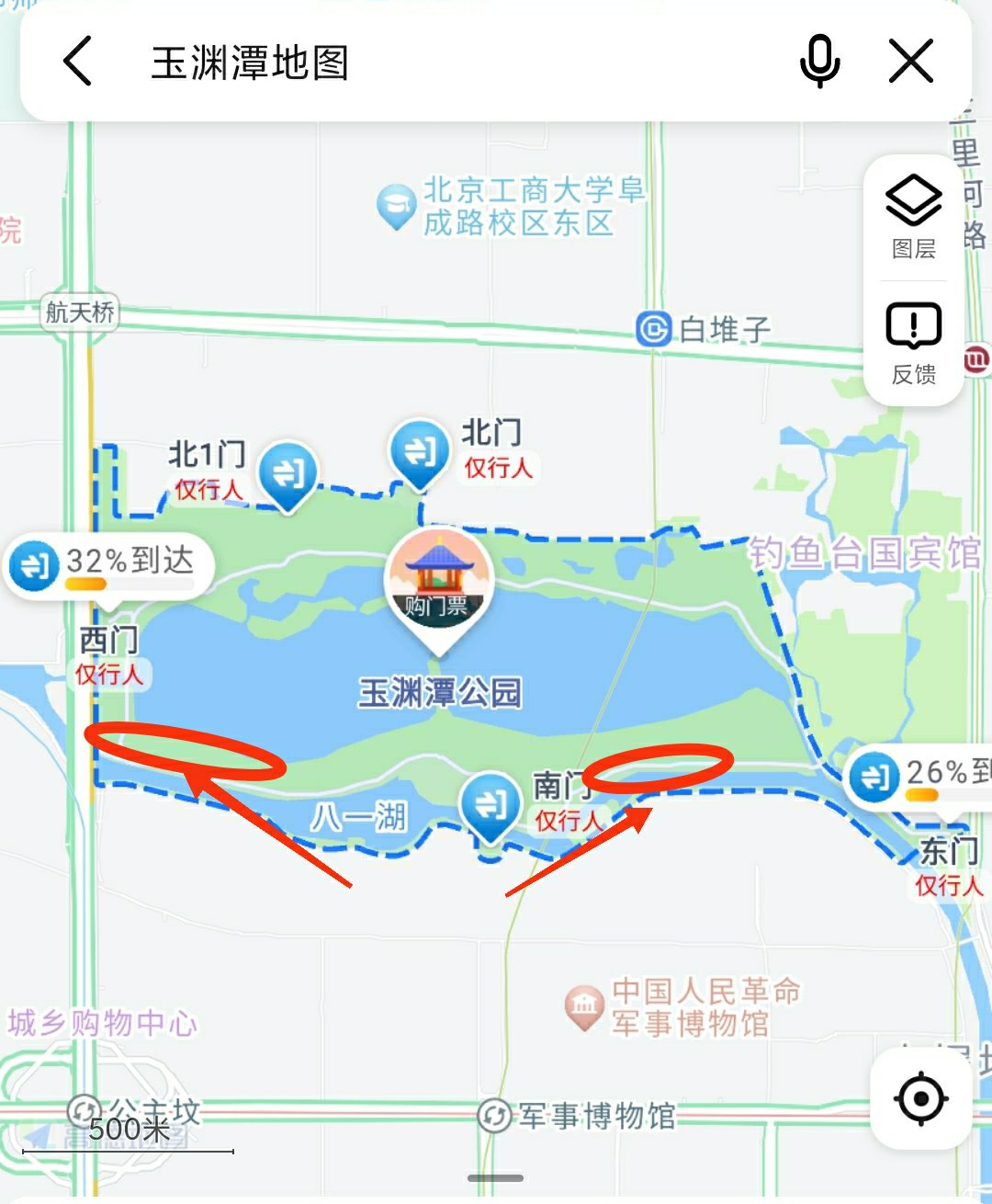 玉渊潭公园地图图片