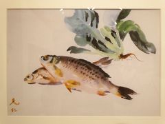 张充仁·水彩画《双鲫小青菜》（复制品）-上海油画雕塑院