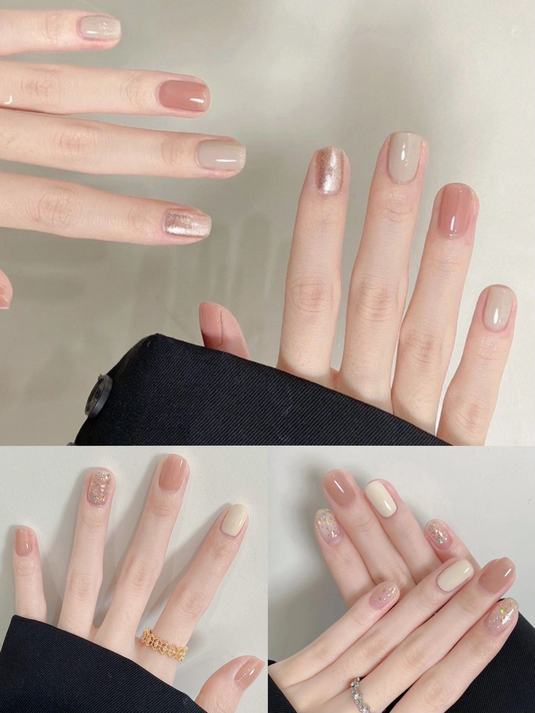 秋季温柔甜美气质简约风格美甲