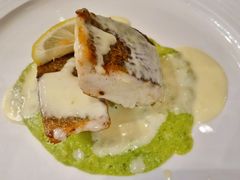 香煎鲈鱼配青豆泥和白葡萄酒汁-北京励骏酒店-碧翠法国餐厅