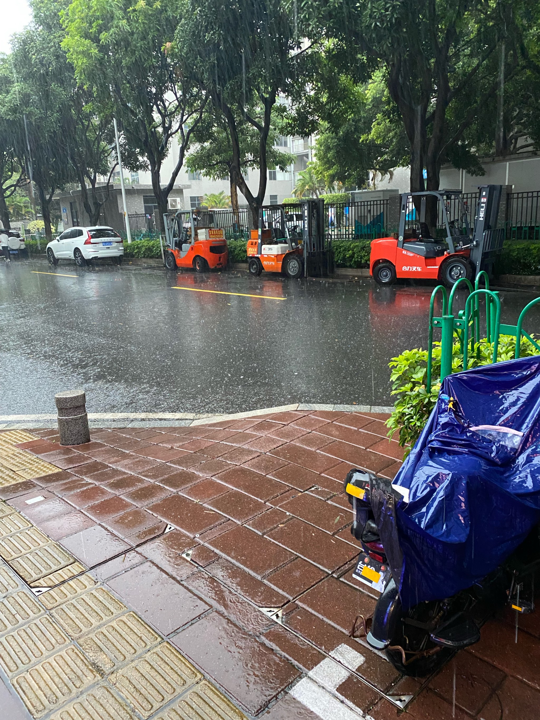 马路上下雨的真实照片图片