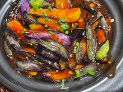 茄子烧年糕-恭喜上堓砂锅焗·海鲜大排档(闵行龙湖店)